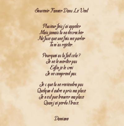 Le poème en image: Souvenir Fanner Dans Le Vent