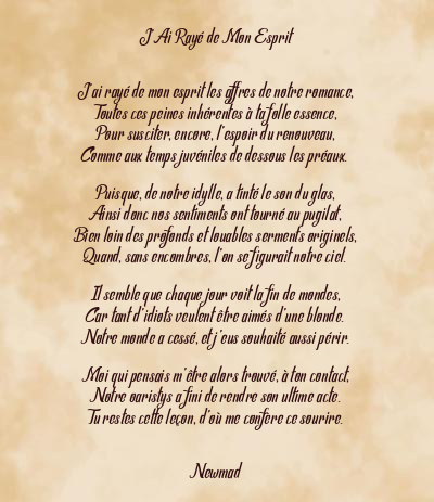 Le poème en image: J’ai Rayé De Mon Esprit