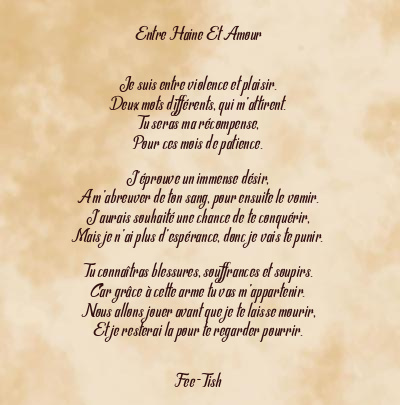 Le poème en image: Entre Haine Et Amour