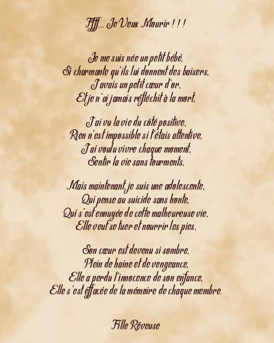 Le poème en image: Ffff… Je Veux Mourir ! ! !