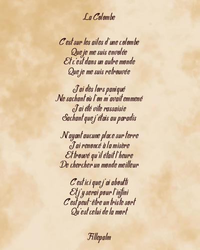 Le poème en image: La Colombe
