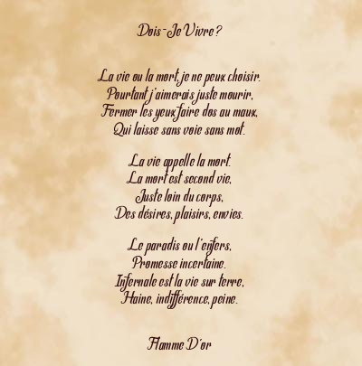 Le poème en image: Dois-Je Vivre ?