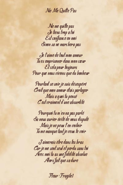 Le poème en image: Ne Me Quitte Pas