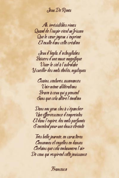 Le poème en image: Jeux De Rimes