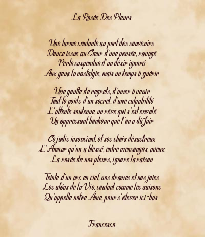 Le poème en image: La Rosée Des Pleurs