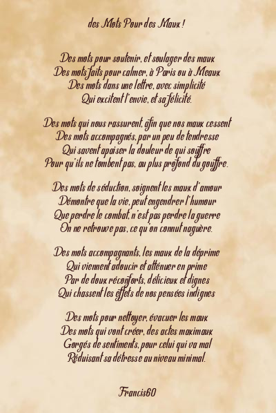 Le poème en image: Des Mots Pour Des Maux !