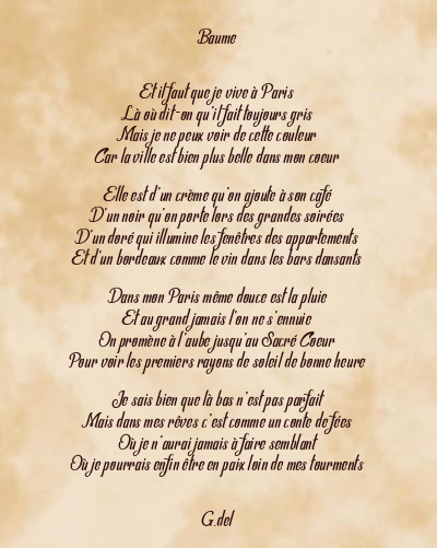 Le poème en image: Baume