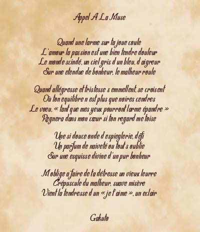 Le poème en image: Appel A La Muse