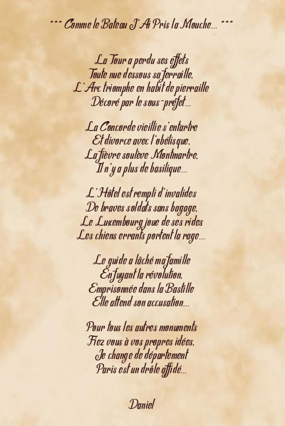 Le poème en image: Comme Le Bateau J’ai Pris La Mouche…