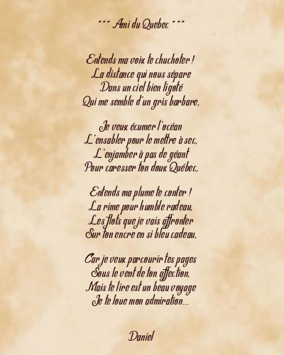 Le poème en image: Ami Du Quebec