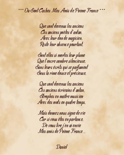 Le poème en image: Ou Sont Caches Mes Amis De Poeme France