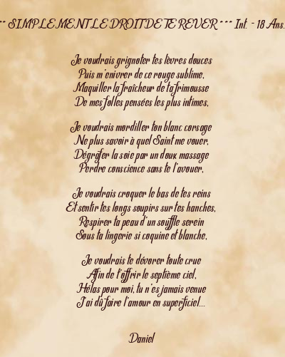 Le poème en image: Simplement Le Droit De Te Rever *** Int. - 18 Ans…