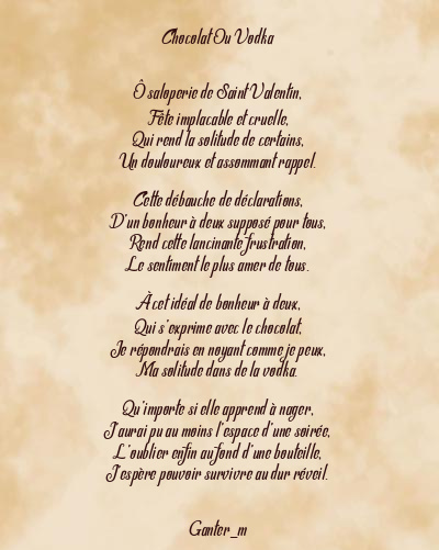 Le poème en image: Chocolat Ou Vodka