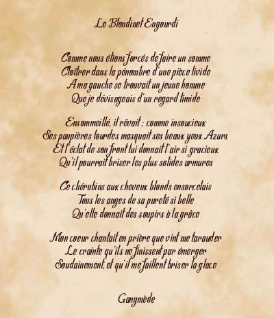 Le poème en image: Le Blondinet Engourdi
