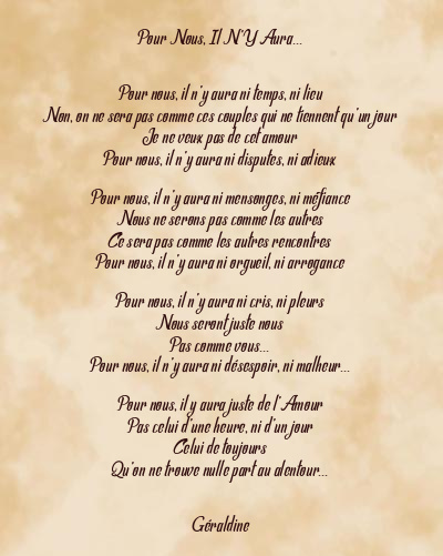 Le poème en image: Pour Nous, Il N’y Aura…