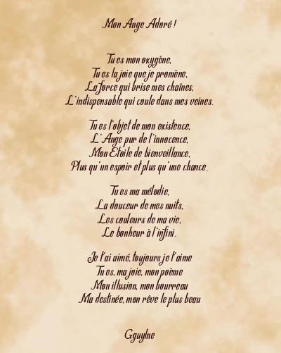 Le poème en image: Mon Ange Adoré !