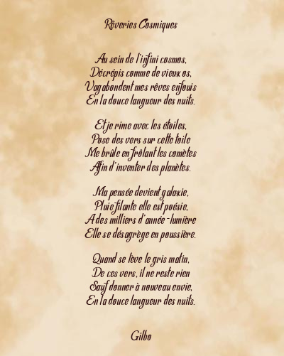 Le poème en image: Rêveries Cosmiques