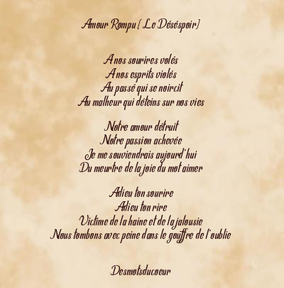 Le poème en image: Amour Rompu (Le Déséspoir)