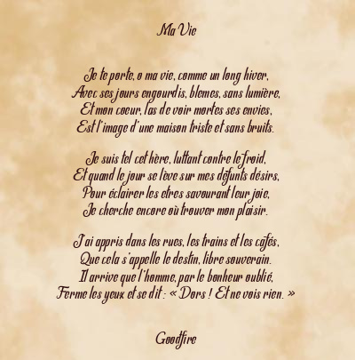 Le poème en image: Ma Vie
