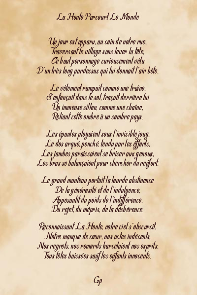 Le poème en image: La Honte Parcourt Le Monde