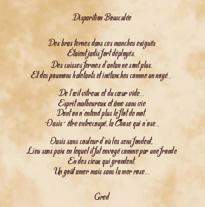 Le poème en image: Disparition Bousculée