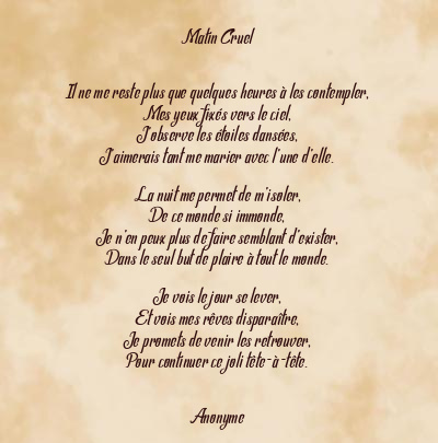 Le poème en image: Matin Cruel