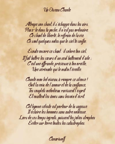 Le poème en image: Un Oiseau Chante