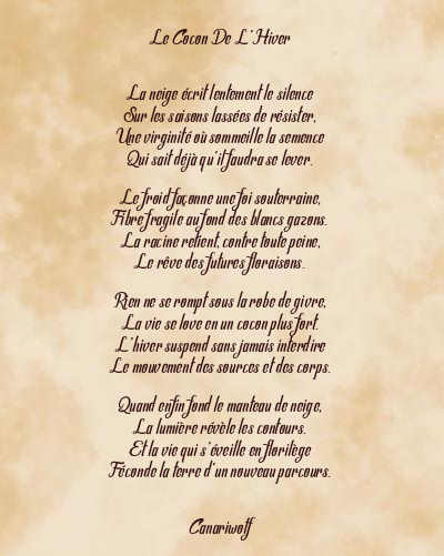 Le poème en image: Le Cocon De L’hiver
