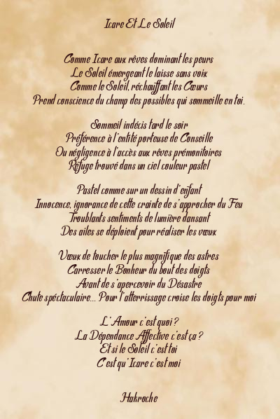 Le poème en image: Icare Et Le Soleil