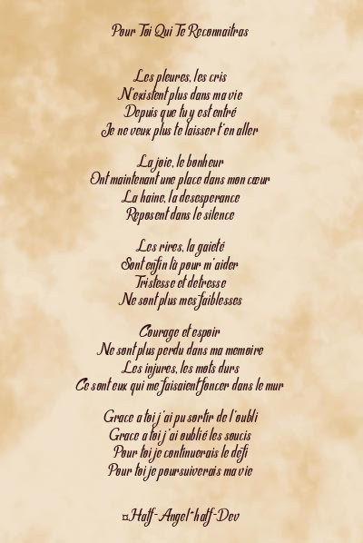 Le poème en image: Pour Toi Qui Te Reconnaitras