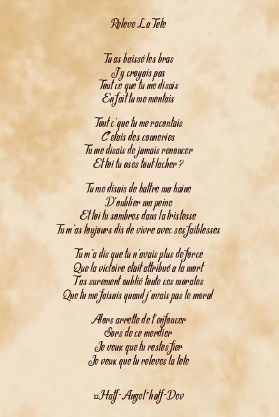 Le poème en image: Releve La Tete