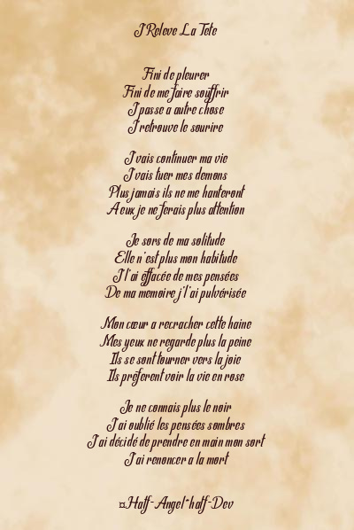 Le poème en image: J’releve La Tete