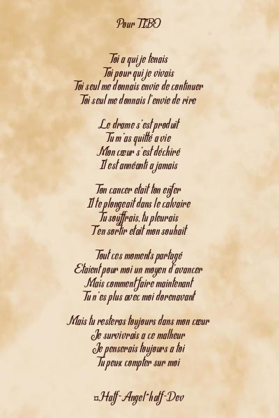 Le poème en image: Pour Tibo