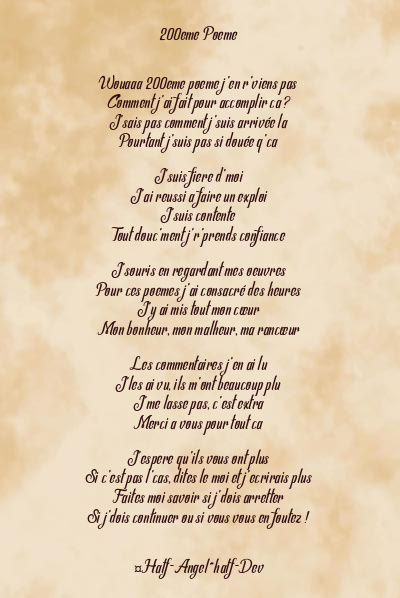 Le poème en image: 200Eme Poeme