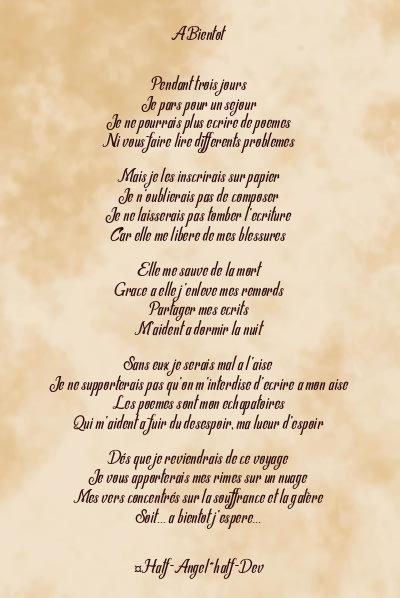 Le poème en image: A Bientot