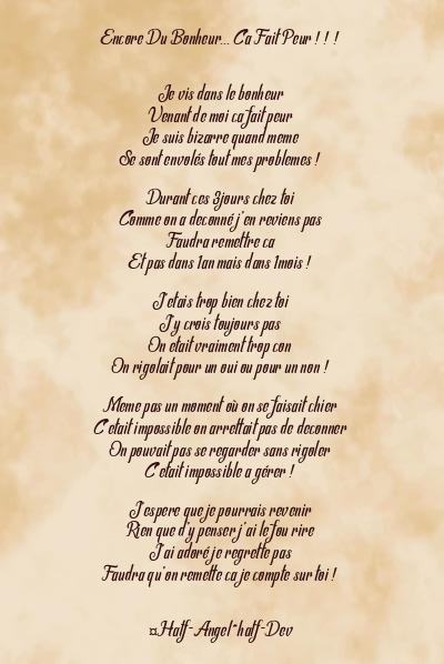 Le poème en image: Encore Du Bonheur… Ca Fait Peur ! ! !