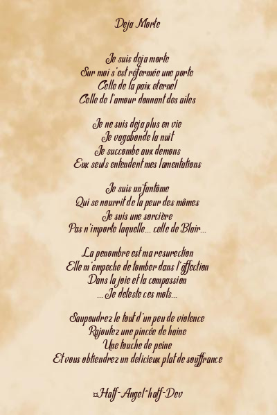 Le poème en image: Deja Morte