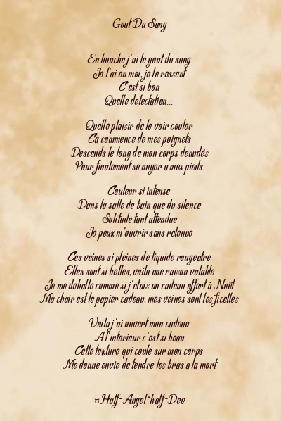 Le poème en image: Gout Du Sang