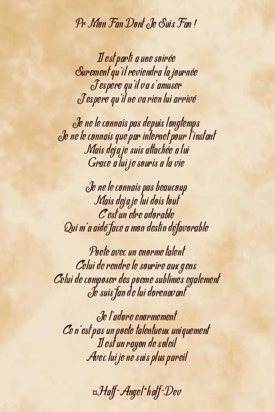 Le poème en image: Pr Mon Fan Dont Je Suis Fan !
