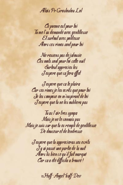 Le poème en image: Allais Pr Grosloulou Lol