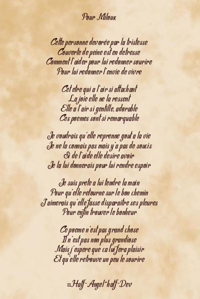 Le poème en image: Pour Miloux