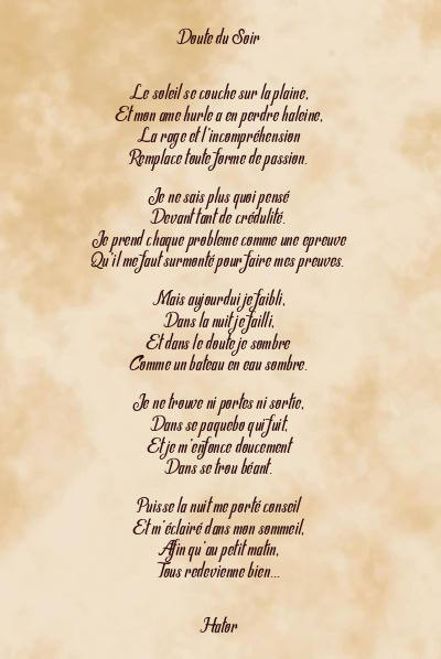 Le poème en image: Doute Du Soir