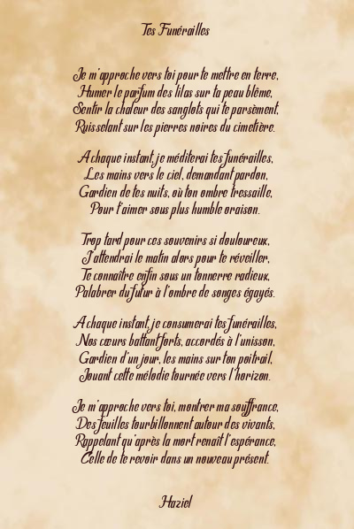Le poème en image: Tes Funérailles