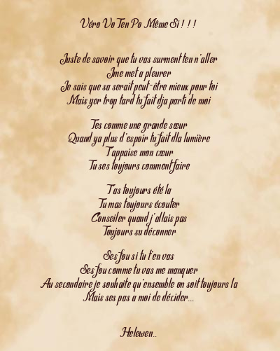 Le poème en image: Véro Vo Ten Po Même Si ! ! !