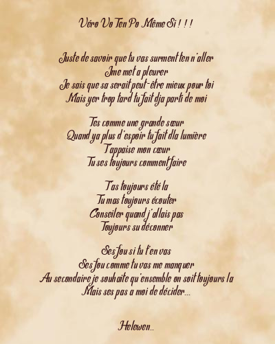 Le poème en image: Véro Vo Ten Po Même Si ! ! !