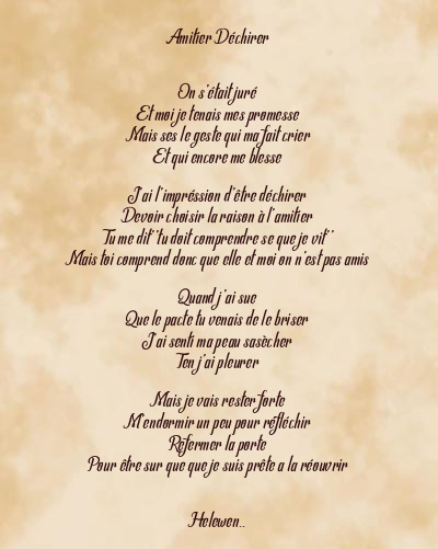 Le poème en image: Amitier Déchirer