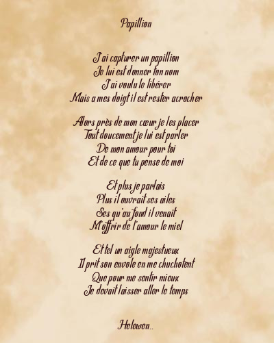 Le poème en image: Papillion