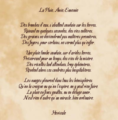 Le poème en image: La Pluie, Amie, Ennemie