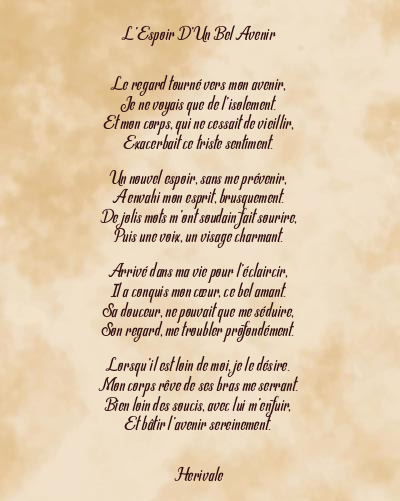 Le poème en image: L’espoir D’un Bel Avenir