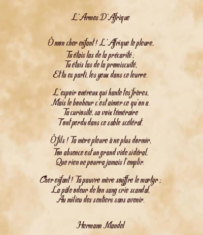 Le poème en image: L’armes D’afrique